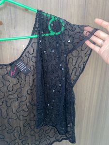 Beautiful Black Net Crop Top With Stones
