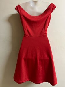Pintrest Red Boat Neck Designer One Piece