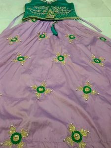 Beautiful Sea Green And Lavender Choli