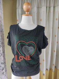 Love Graphic Cold Shoulder Tee