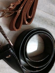 Belt For Gents ( Black)And Bag Sling (Brown).