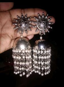 Beautiful Oxidised And Black Polish Earrings Combo
