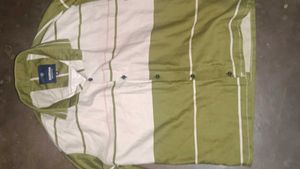 Green Striped Button-Down Shirt