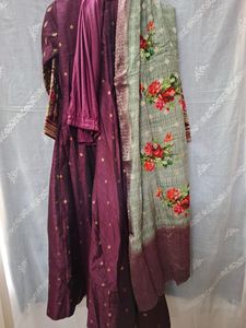 Elegant Maroon Anarkali Gown Set