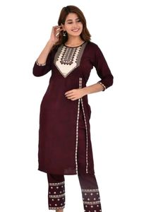 Kurta Set With Mirror Work And Embroidery