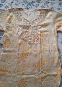 Green Embroided Top &amp; Yellow Kurti