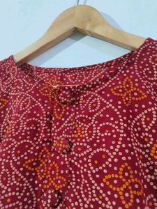 Maroon Printed Short Kurti