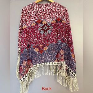 Boho Floral Shrug with Fringe