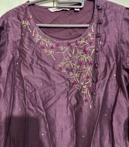 Beautiful Raw Silk A-Line Kurti
