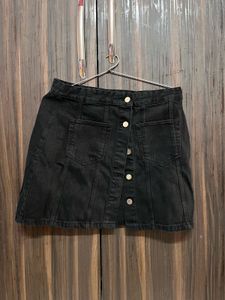 Black Denim Mini Skirt
