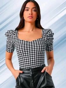 Printed Black And White Top