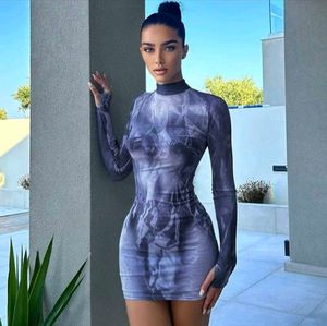 Y2k Abstract Print Bodycon Dress
