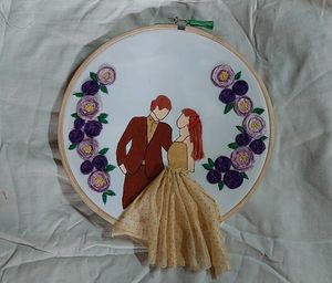 Embroidered Couple Hoop Art
