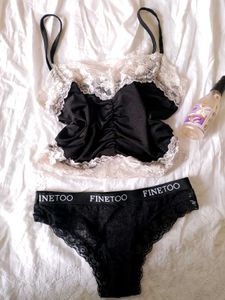 branded black lace lingerie set.