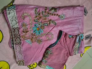 Pink Embroidered Saree Blouse