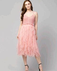 Pink Ruffle Crochet Dress