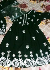 Black Embroidered Kurti with Palazzos