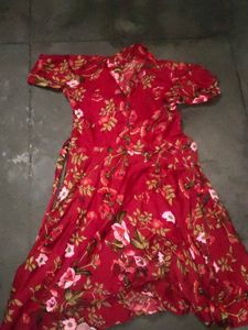 Red Floral Print Dress