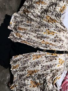Patterned Dress with Black Accent
