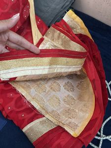 Red Stone Work Saree