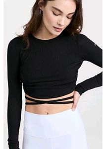 Black Long Sleeve Crop Top