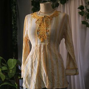 Striped Embroidered Beads Top