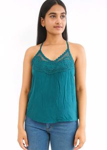 Criss-cross Back Halter Lace Design Top