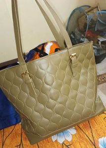 Quilted Olive Green Tote Bag