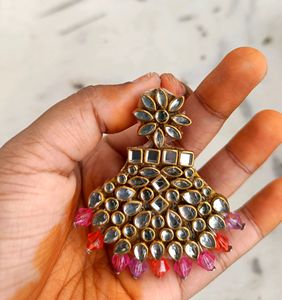 Crystal Bead Kundan Earrings