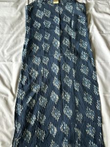 ANAYNA BLUE MOTIF SLEEVELESS KURTI