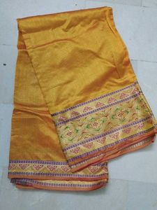 Gold Silk Saree with Intricate Border