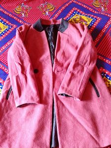 Vintage Pink Colour Long Coat For Women