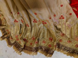 Red An Golden Combination Saree 🤩