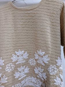 Embroidered Beige Top