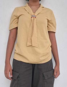 Cute Yellow Blouse with Tie Detail