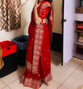 Pure Deisgner Red Pita Gota Work Saree With Blouse