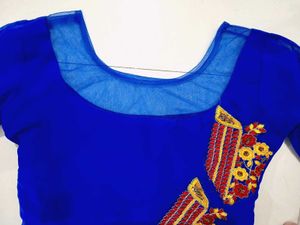 Royal Blue Front-Side Cut Kurti