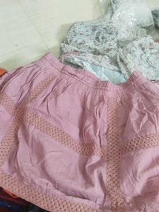 Pink Crochet Detail Mini Skirt