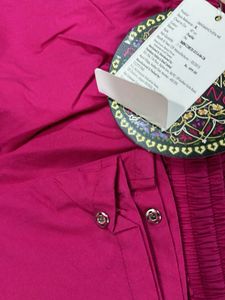 Pink Straight gathering pants