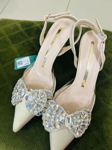 New Bow Studdded Detail Heels With Tag