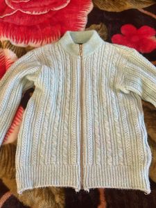 Mint Cable Knit Zip Cardigan