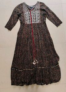 Festive Ethnic Black Red Dress/Gown