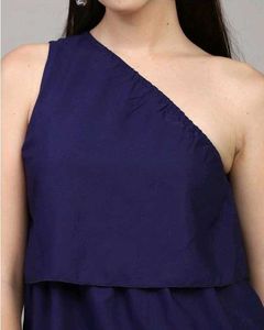 Shein Cute Solid One Shoulder Flared Hem Mini Laye