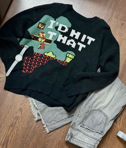 Fun Graphic Print Pullover Sweater