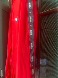 Puma Men Red &amp; Black Solid Tape Tracksuit