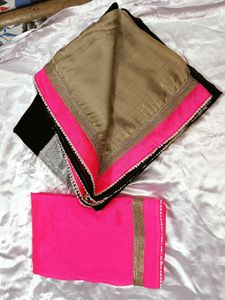 Stylish Sequin &amp; Pink Saree