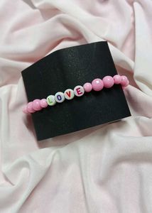Pink &#39;Love&#39; Beaded Bracelet