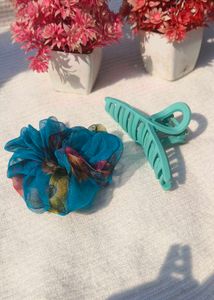 Combo Hair Claw And 1 Organza Scrunchies