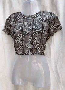 4111. Zebra Print Sheer Crop Top