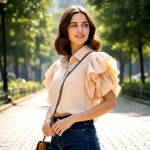 Elegant Ruffled Sleeve Blouse